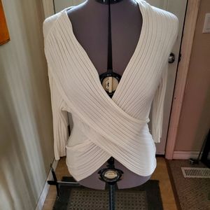 Criss cross jersey material ribbed top